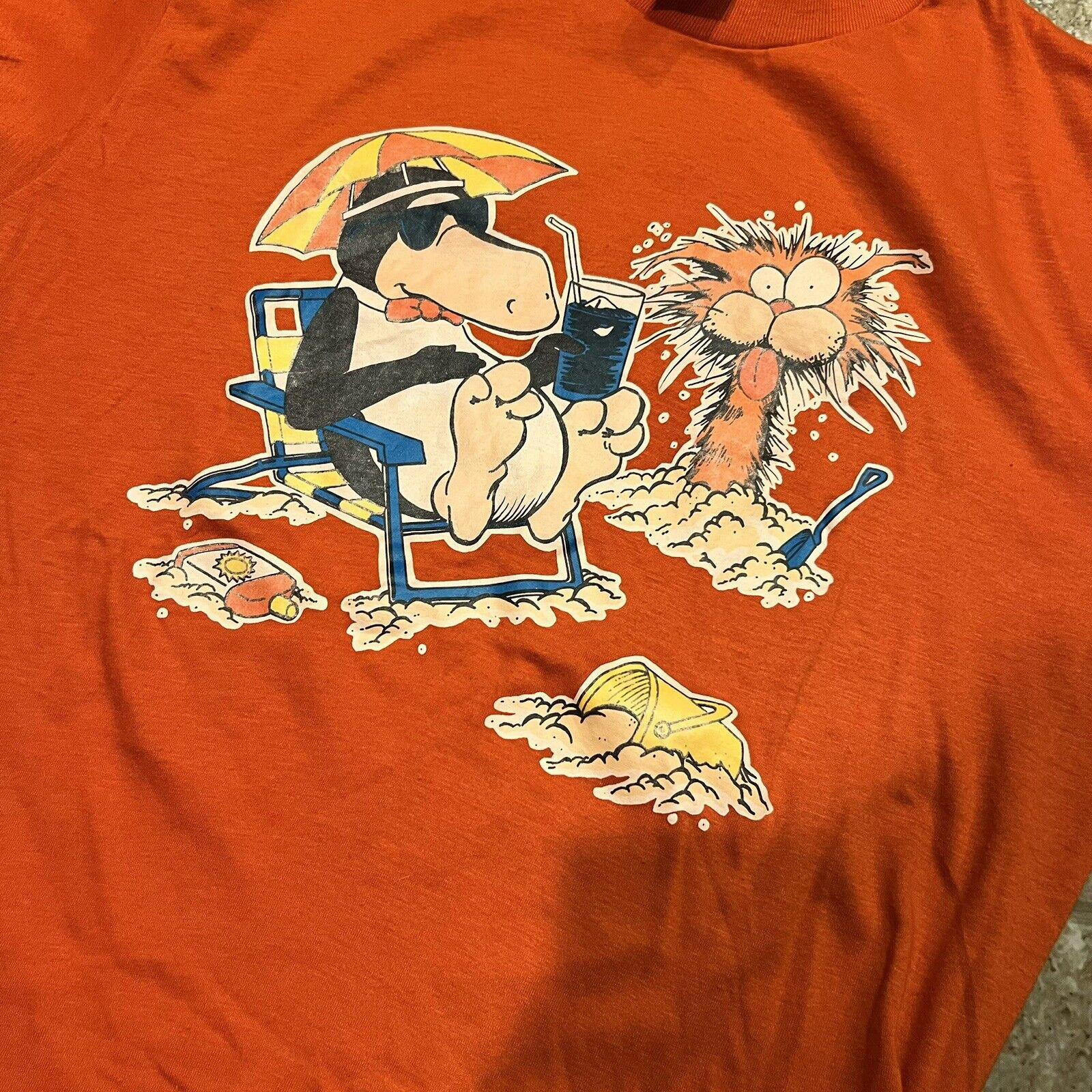Bloom County Opus Penguin Bill Cat Orange Tee Cotton Shirt PR639 S