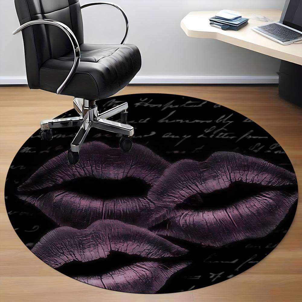 1pc Lips Kiss Office Round Area Rug,  Mat Suitable ForOffice, Under Office Chairs Bedroom Living Room Home Decor, Room Deco