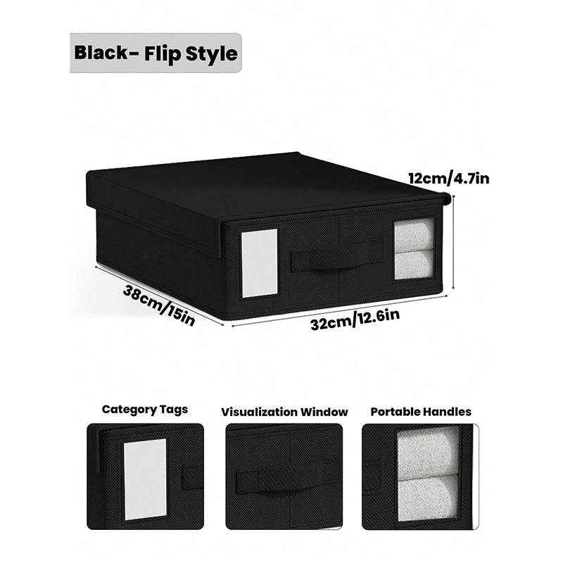 

1/2 Pcs Bed Sheet Storage Box with Visible Window And Handle Large Capacity Zipper Sheet Organizer for All Sheet Sizes Foldable L чёрный