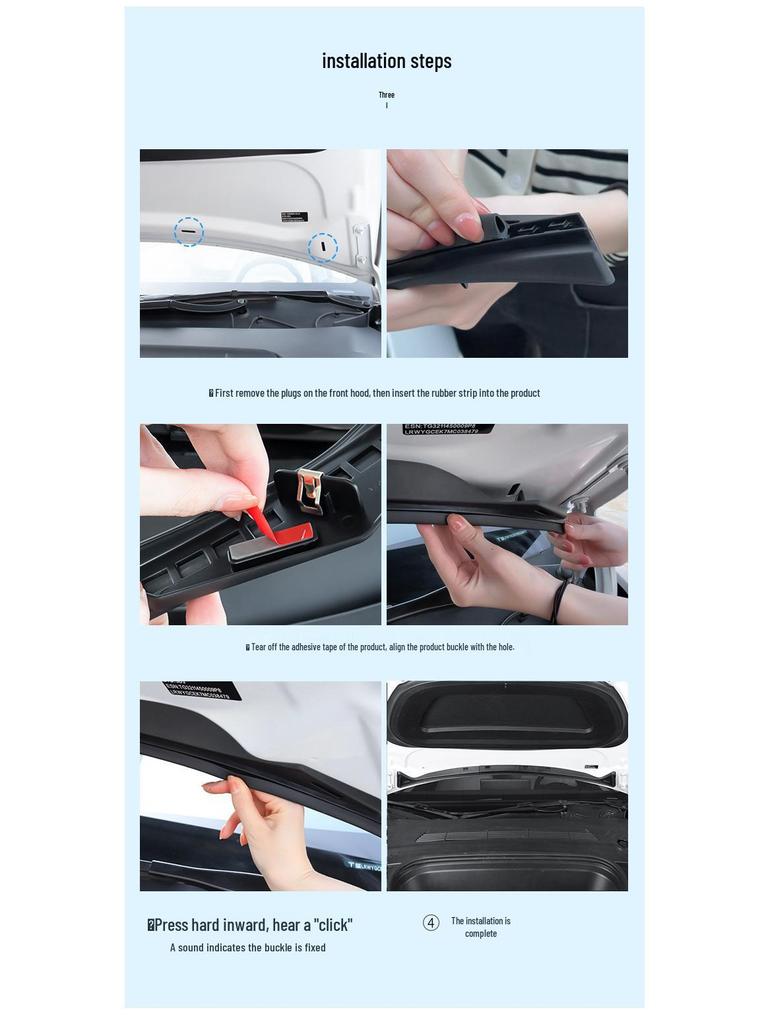 Tesla Model Y Front Hood Waterproof Deflector Strip with Buckle-Type Seal