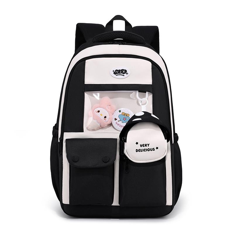 Large Capacity Backpack Color Block Student Schoolbag