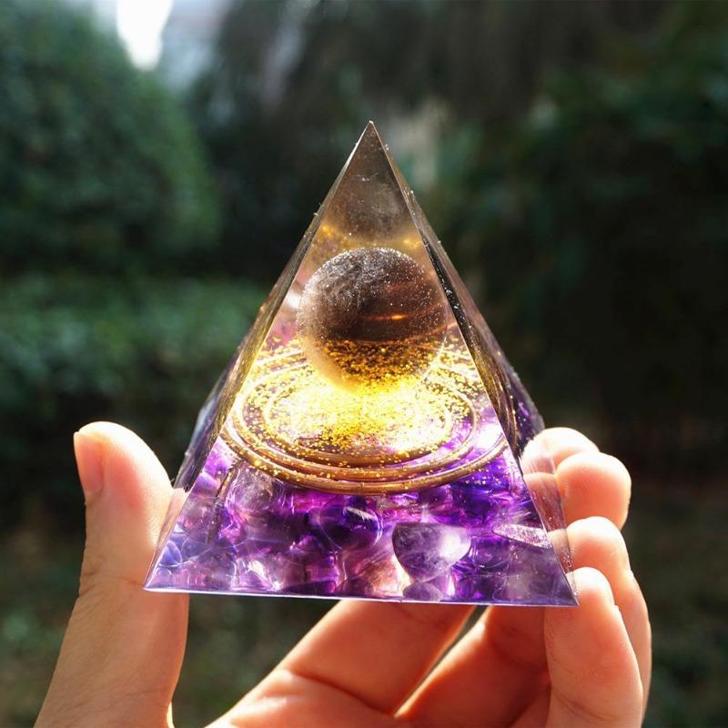 Magische Orgonit-Pyramide, Amethyst-Kristallkugel mit blauem Quarz, natürlicher Kristallstein, Orgon-Energie, Heilung, Reiki, Heim- und Bürodekoration