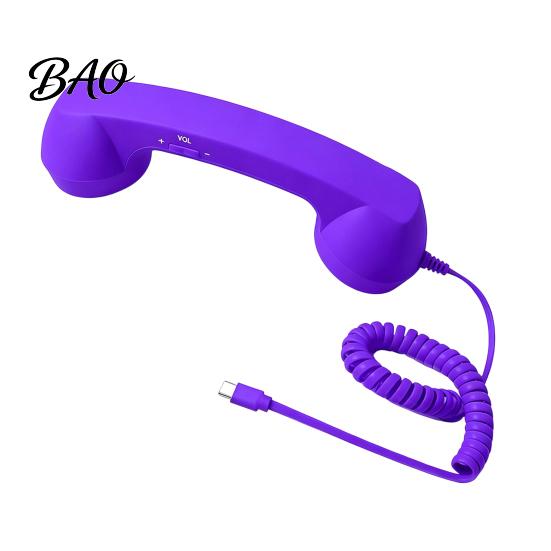 Vintage Style Handset Retro Phone for Mobile Phones, Type-C Wired Handheld Unique Gadget Calls Cell Receiver with Microphone Calls, Meetings,