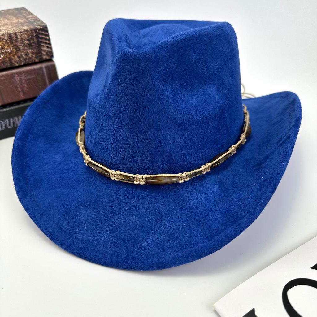 Western Cowboy Hat Women Woolen British Suede Accessories Peach Heart Top Hat Felt Hat