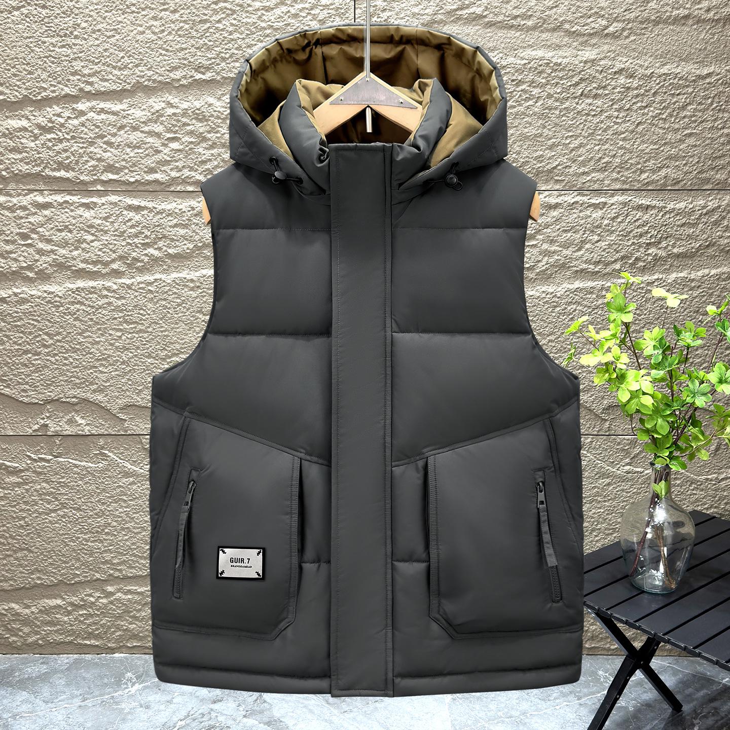 Мужской модный хлопковый жилет без рукавов - Осенне-зимняя повседневная куртка в корейском стиле XXL