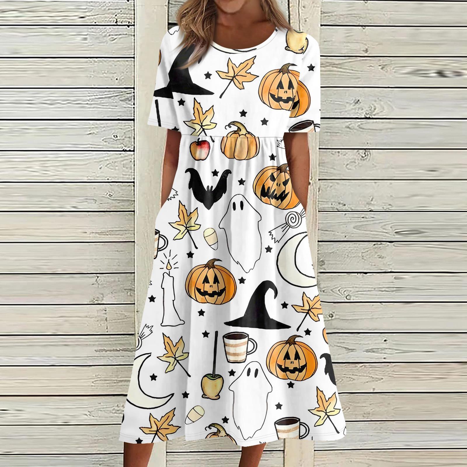 

Summer Dress For Women Casual Printed Short-Sleeve Beach Swing Dress XL белый