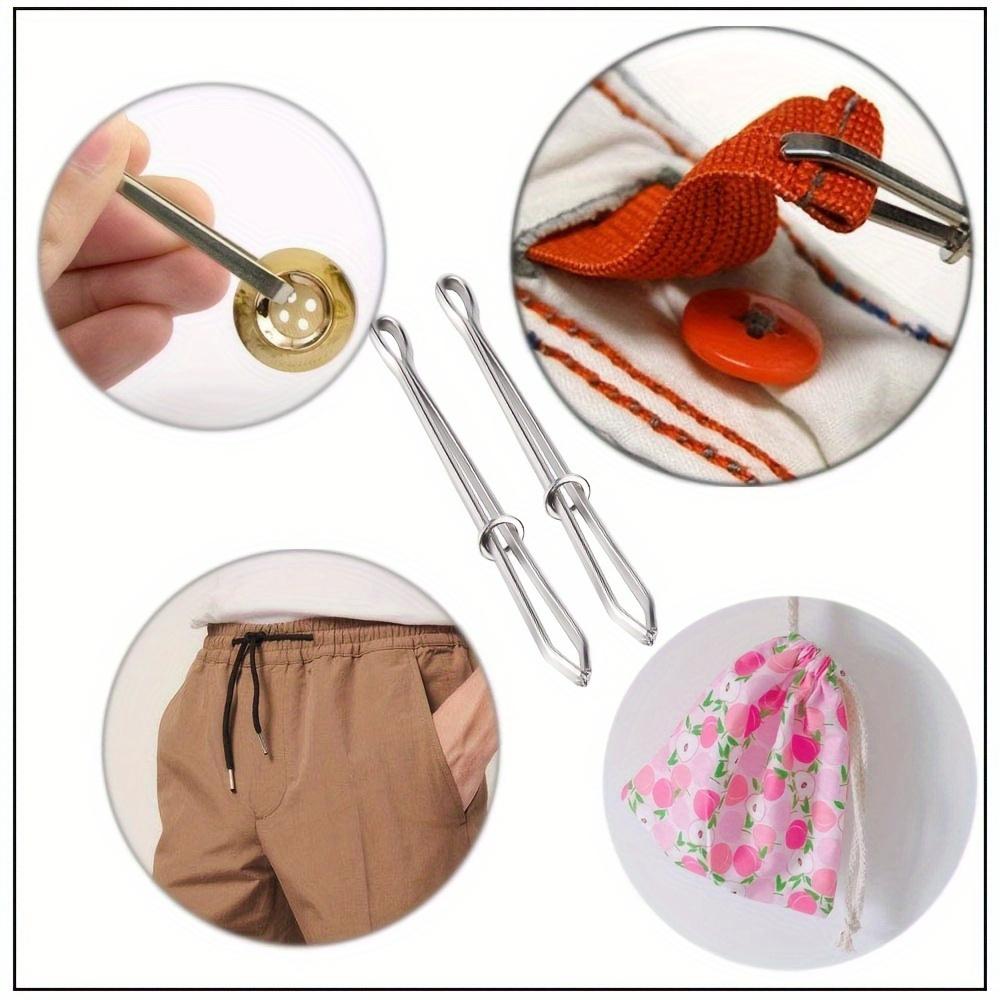 2pcs Elastic Waistband Threading Tools - Metal Guide Pins with Ergonomic Handles for Sewing Machine, DIY Crafting, Trouser