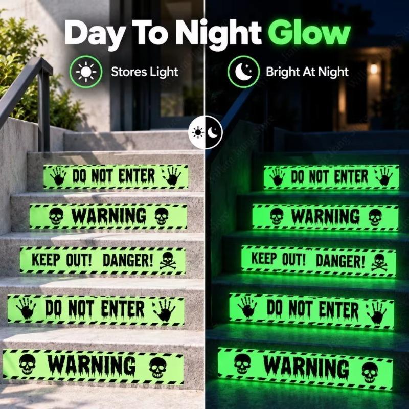 Halloween Luminous Warning Tape 3M Glow in Dark Party DIY Decoration for Haunted House Garden Yard Indoor Outdoor Stage Use