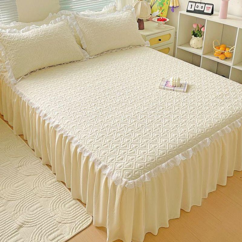 Four Seasons Universal Quilted Non-slip Korean Lace Mattress Protector and Bed Skirt.