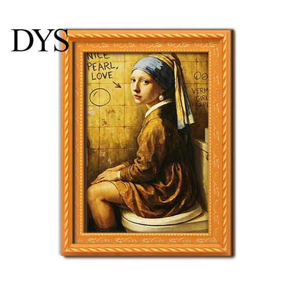 DIY Home Decor Accessories Funny Small Wooden Fridge Magnet Picture Frame, Vintage Oil Painting Pattern Modern Office Storage Magnetic Refrigerator