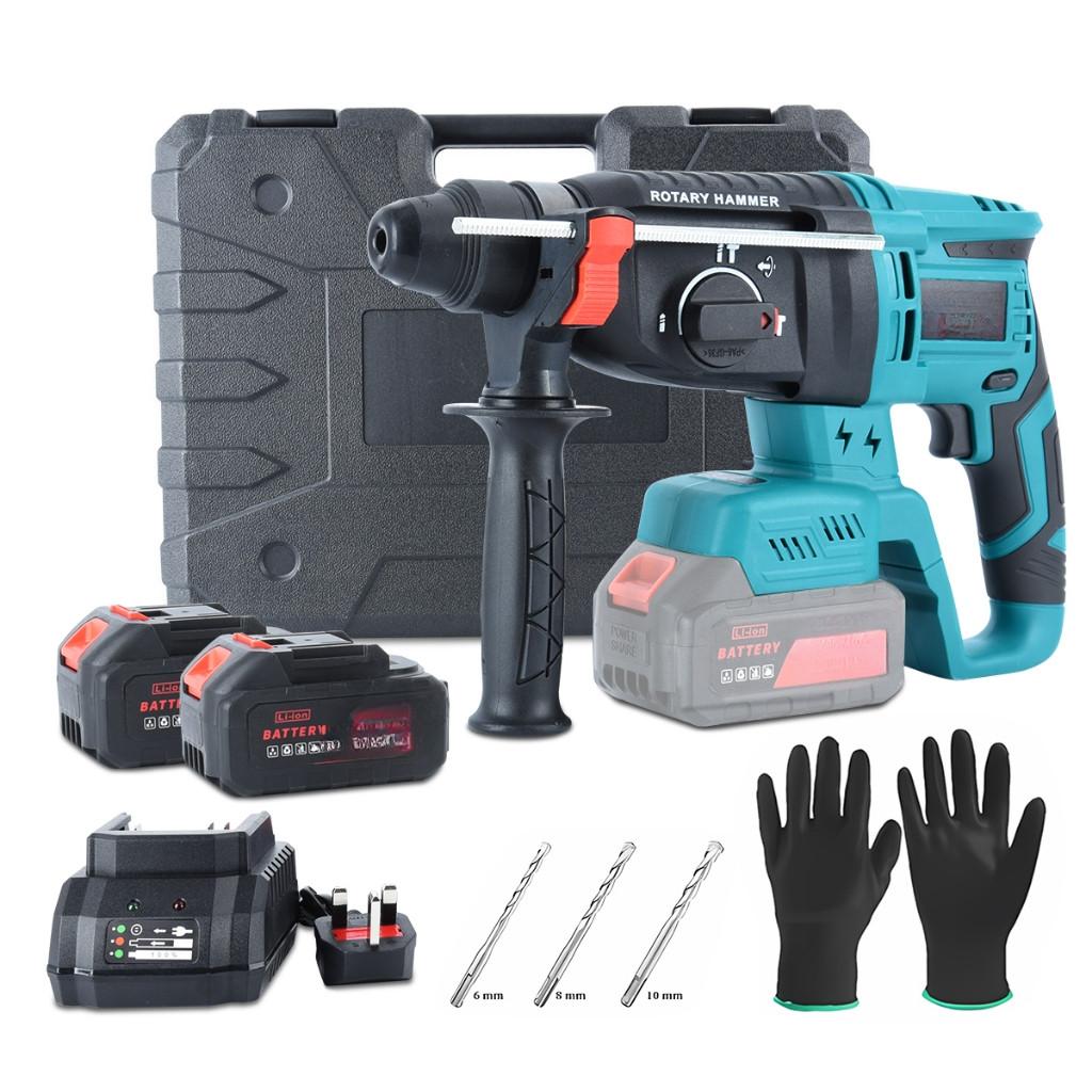 4 IN 1 Cordless Rotary Hammer Drill 3 Mode With Handle SDS 26mm Chisel Concrete
