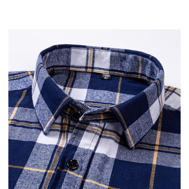 Plus Size Long Sleeve Fat Men Plaid Shirts Cotton Brushed Warm Soft Large Size 100kg to 150kg suitable Casual Winter Autumn