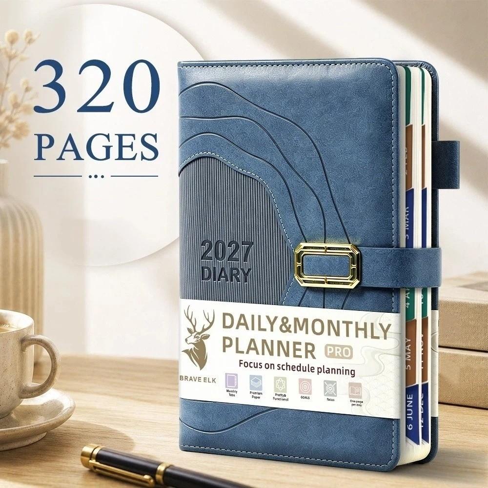 Hardcover Portable Daily Planner PU Leather Cover Agenda Planning Notebook  Self-discipline