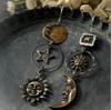 Brincos de pingente longo pentagrama vintage Sun Moon