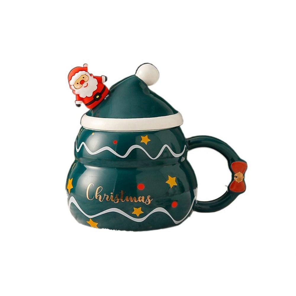 With Lid and Spoon Santa Claus Water Cup Ceramic Christmas Ceramic Cup Creative   New Year