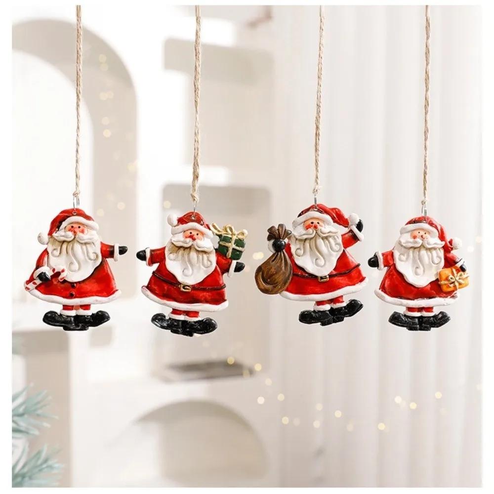 Resin Christmas Tree Hanging Pendant DIY Santa Claus Snowman Xmas Tree Ornaments Small Christmas Decorations Party Supplies