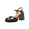 New Square Head Roman Sandals Summer Women's High-heeled Sandals Patent Leather Large-size Shoes Casual Women's Shoes Thick-soled Waterproof Table