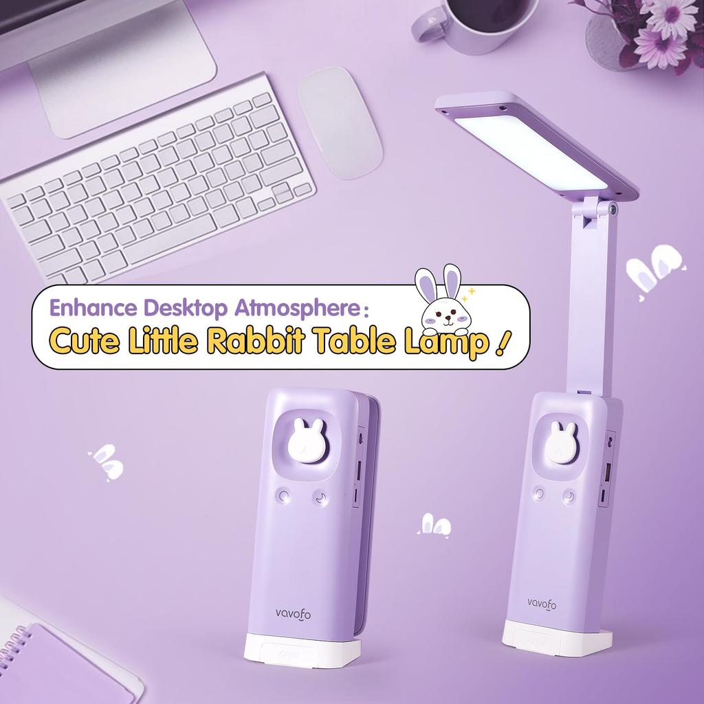 VAVOFO Electric Gas Lamp, Cordless Lamp with 15 Dimming Modes, Cute Stand, 6000 mAh Lamp, LED, Modern Office Lamp (Purple)
