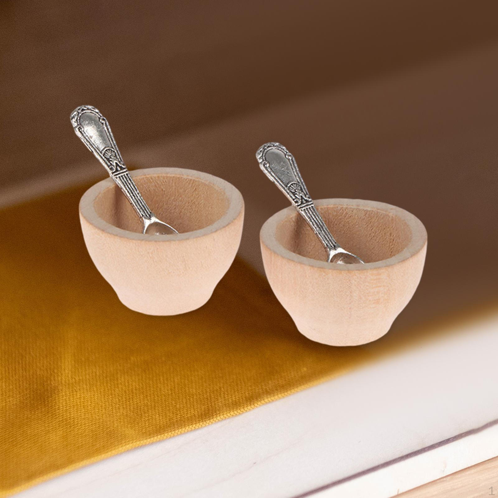 

2 Pieces Simulation Wooden Bowl Combination Mini Foods :12 Doll House Play for 1:12 Scale Dollhouse