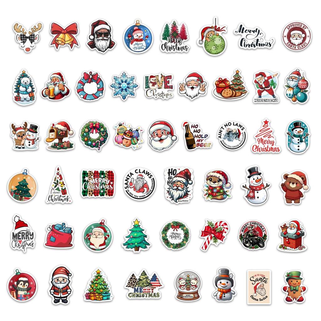 50 Christmas Stickers: Santa Claus Decoration for Phone Cases, Computers, DIY Crafts, Waterproof and Graffiti-Style.