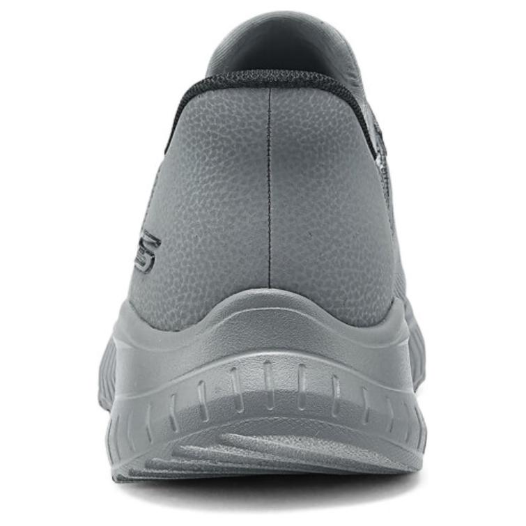 Skechers Bobs Fabric Synthetic Leather Slip-Ins Comfortable Versatile Low-Top Casual Shoes Men Sneaker Dark-Gray 118300-DKGY