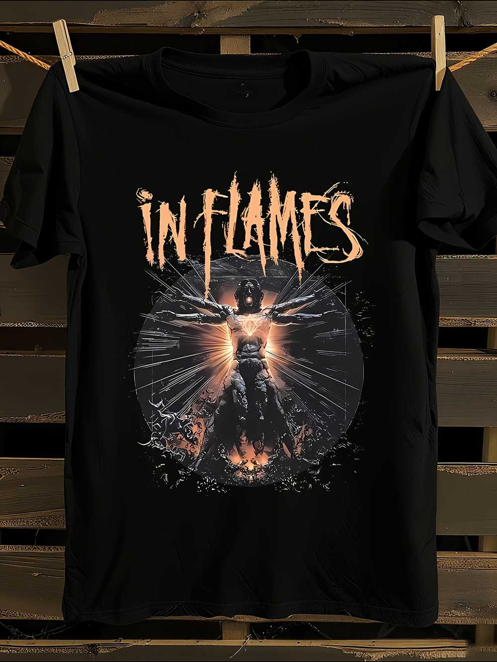 

In Flames Metal Band Logo T-Shirt Mens Tshirt Womens Tshirts with Letters Print Short Sleeves T-Shirt Casual Street Tee Shirt Top XXL