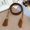 Ethnic Style Braided Tassel Belt Solid Color Women Waist Chain Fashion Hollow Belt