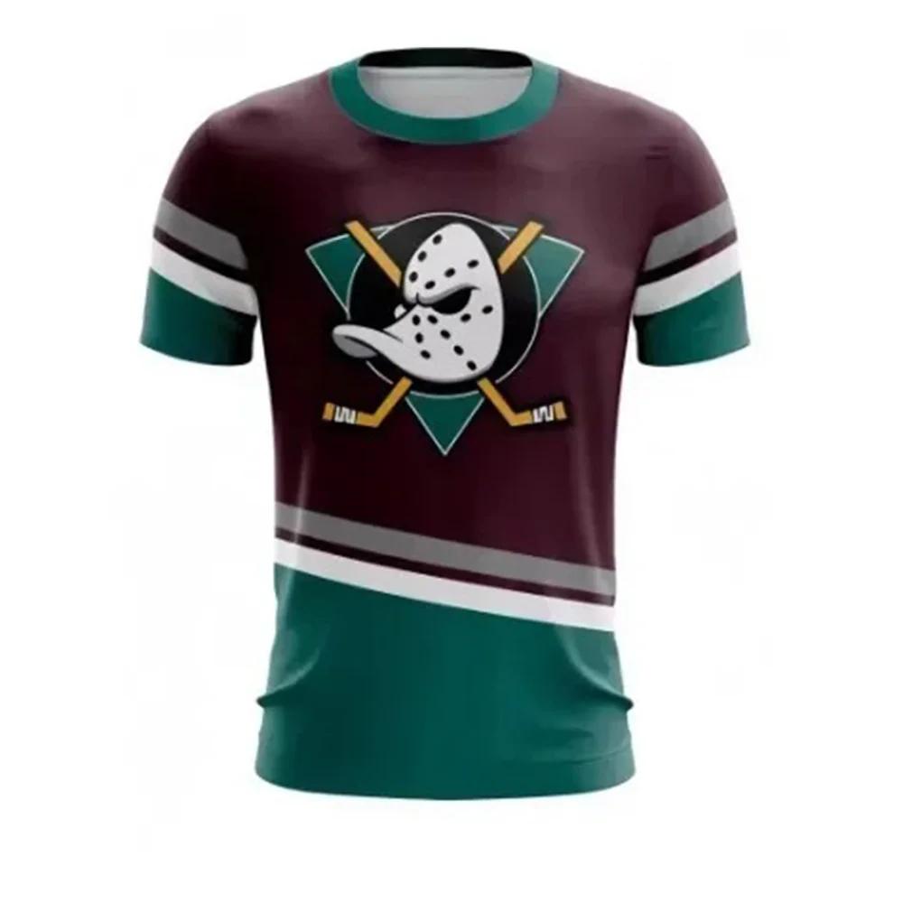 Nuova T-shirt Estiva da Uomo Girocollo Squadra di Hockey su Ghiaccio Stampa 3D alla Moda Casual Sportiva Design Leggero Manica Corta Abbigliamento Maschile