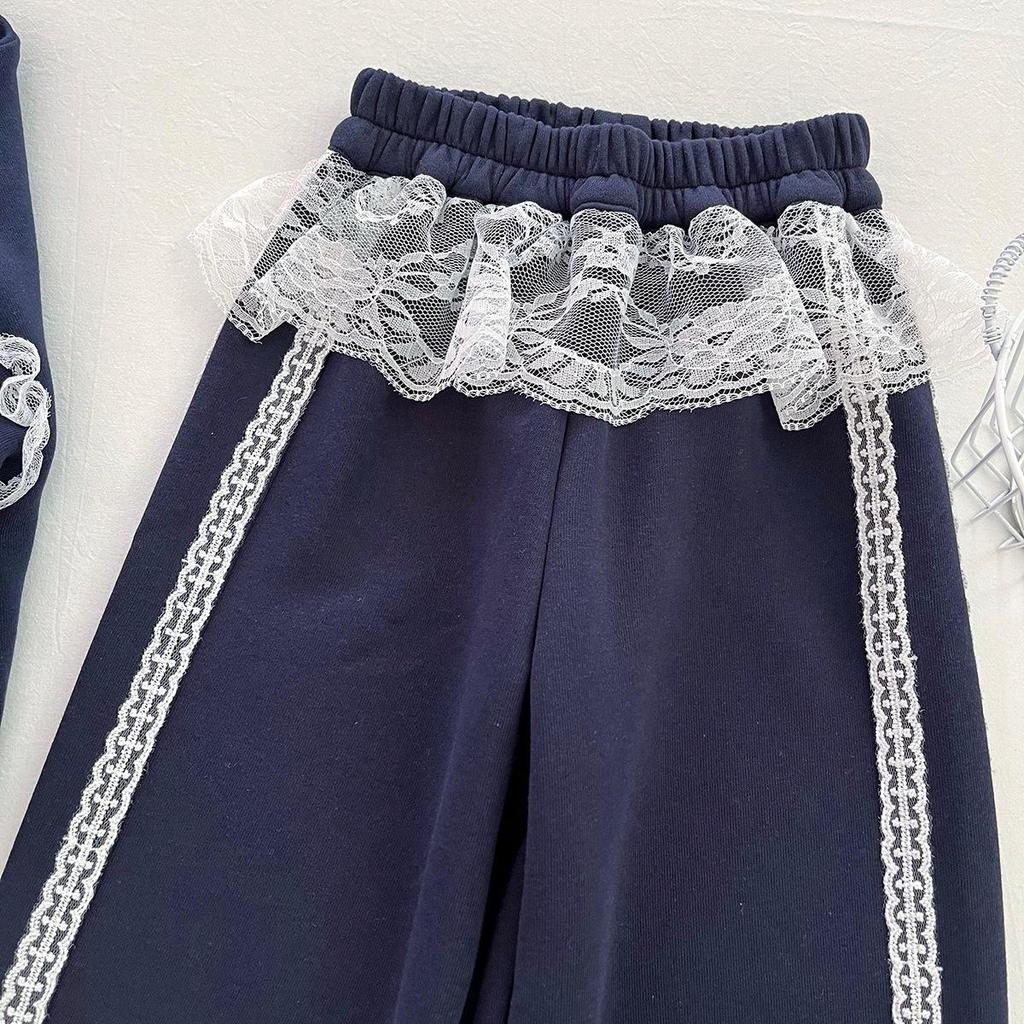 Trendiges zweiteiliges Mädchen-Set: Rundhals-Sweatshirt & Weitbein-Hose, Herbst 2025