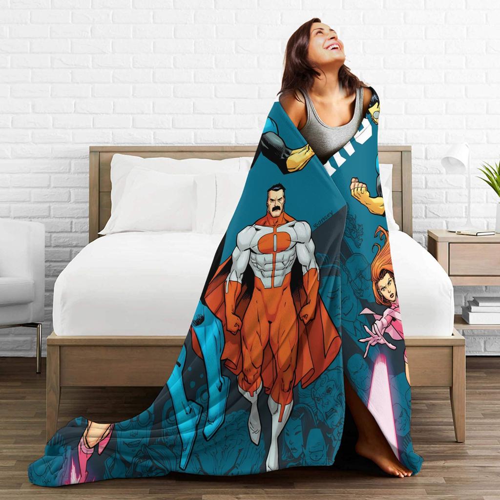 Invincible Omniman Amazing Hero Anime Blankets Quality Warm Soft Throw Blanket Winter Couch Chair Sofa Bed Novelty Bedspread