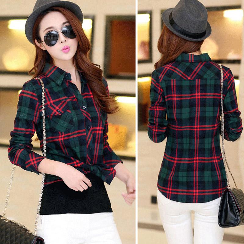 Damenblusen, bedrucktes Oberteil für Damen, lockeres Hemd, kariertes Damenbekleidungshemd