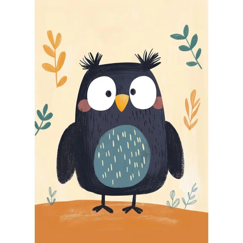 Cute Smiling Cartoon Dolphin Cow Owl Unicorn Posters Expressive Eyes Prints Canvas Painting Wall Picture Home Kid's Room Decor