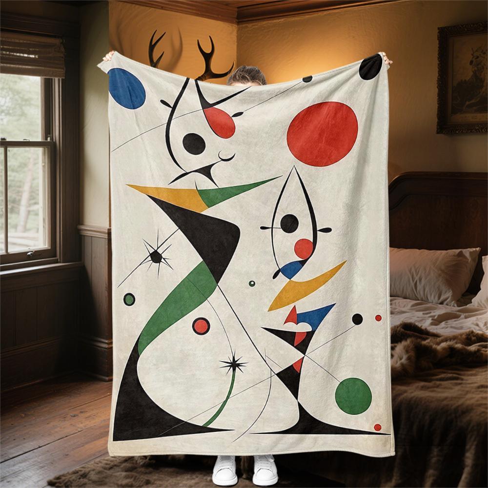 1PC Abstract ArtOutdoor Flannel Blanket - Soft Plush Decor for Picnics, Camping, Bedroom, Playroom, Office, or Lunch Break 1246A