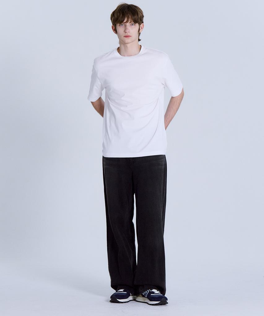 BASIC HOUSE Uni Relaxed Fit Round Neck Short Sleeve T-Shirt White Lats0105 (Type B)