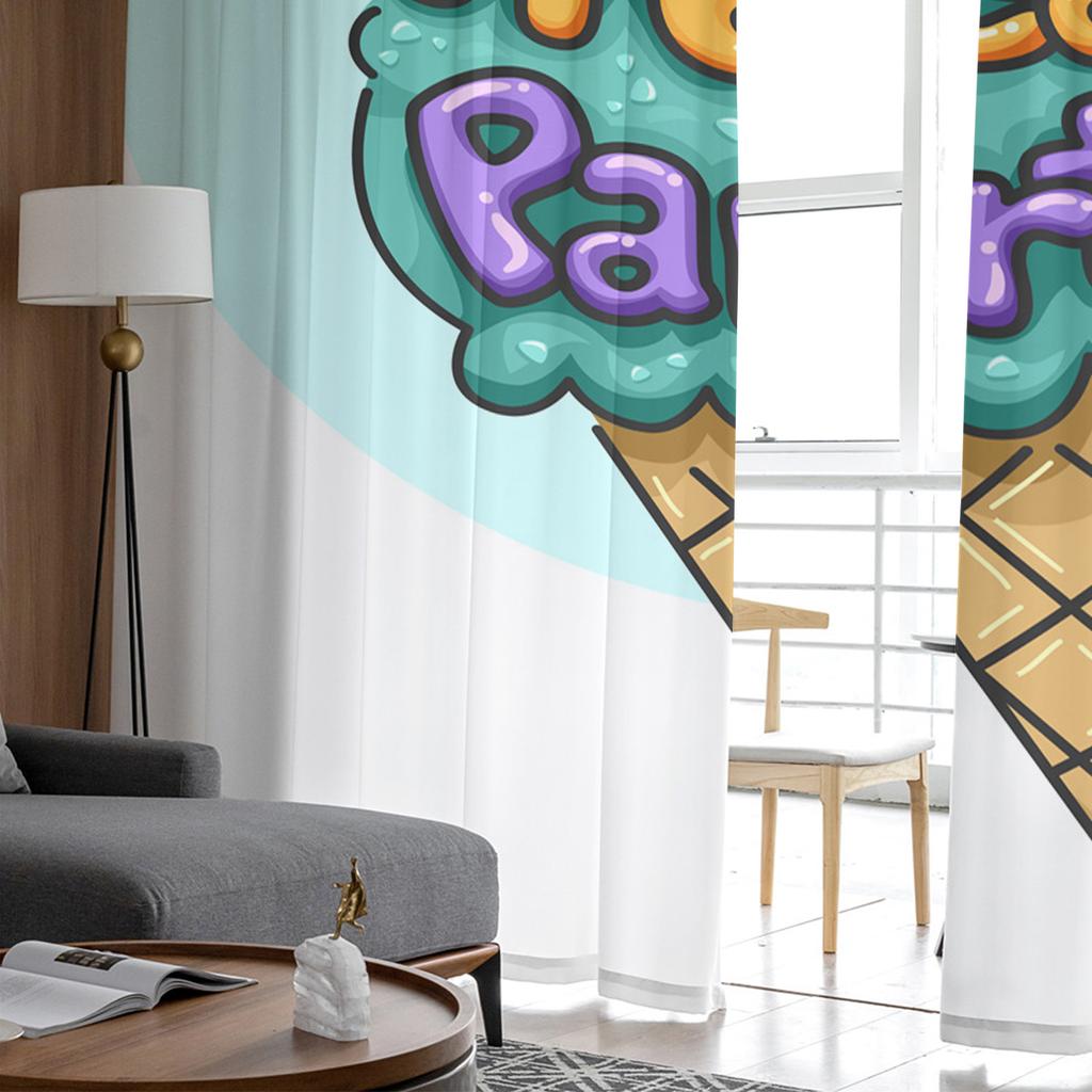 Summer Ice Cream Lines Tulle Curtains For Living Room Sheer Curtain Bedroom Voile Decorative Window Treatments