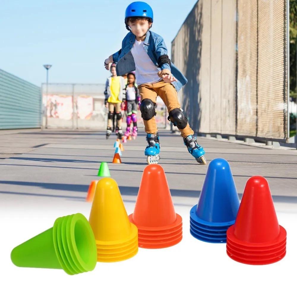 10Pcs Soft Training Road Cones Skate Marker Skating Obstacle Sports Cones For Roller Skate Football Soccer Rugby Kids Adult