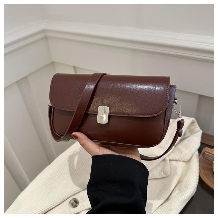 

Текстурированная повседневная однотонная застежка, зимняя простая и модная ретро-сумка на одно плечо под мышкой через плечо маленькая квадратная женская сумка темно-коричневого