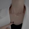 Sparkling Diamond Wave Necklace: Women's High-End Pendant, Cool Style, Light Luxury Clavicle Chain, Fairy Elegance.
