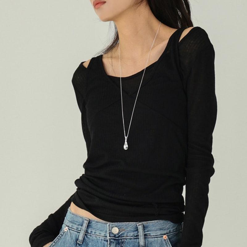 URBANIA Silver Bold Droplet Long Necklace DDA0045