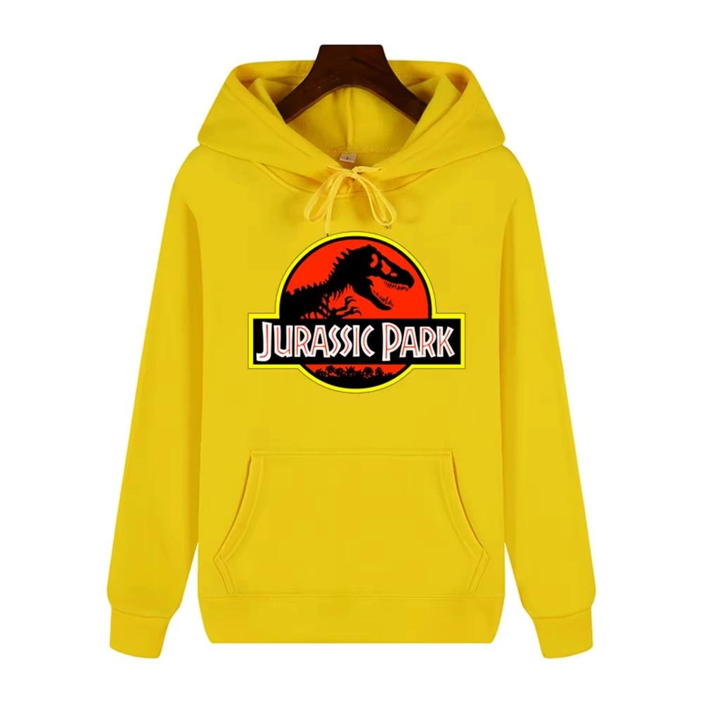2025 Men's High-end Quality Jurassic Park Pattern Print Autumn Winter Thick Warm Outdoor Hooded Hoodie Harajuku Leisure Fashion