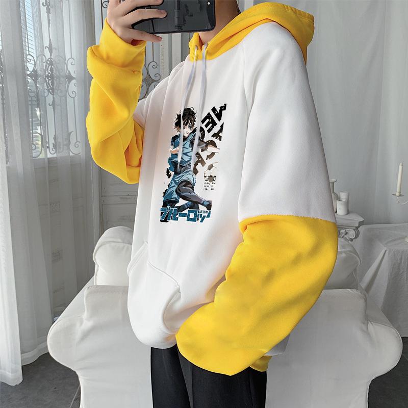 

Аниме Blue Lock Meguru Bachira Графический принт с капюшоном для мужчин и женщин Толстовки с капюшоном большого размера Manga Толстовка Harajuku Мужская повседневная уличная одежда 4XL жёлтый