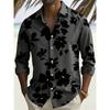 Herrenbluse mit Blumenprint, langen Ärmeln und Kragen für Urlaub und Freizeit, Strandreise-Trend, Herrenbekleidung