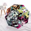 Monster High, Characters- Automatic Opening and Closing, 8-rib Structure Portable Umbrella, Suitable for Men and Women in All Seasons - Perf