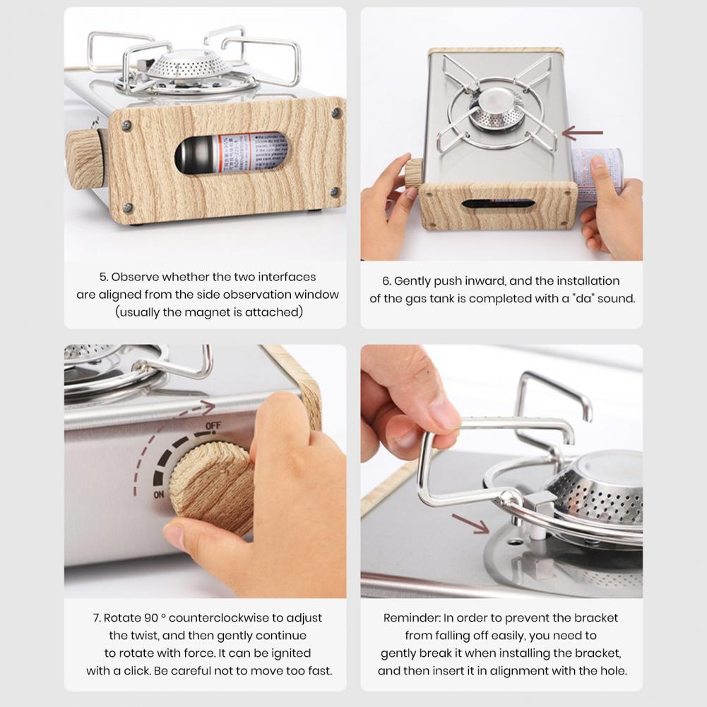 Газовая плита портативный газовый гриль кассетная плита из нержавеющей стали горелка — фото 6