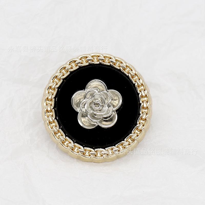 6Pcs Luxurious Design Inlaid With Rhinestones Metal  Button For Clothing Coat Skirt Clothing Accessory High Qulity Glod Black