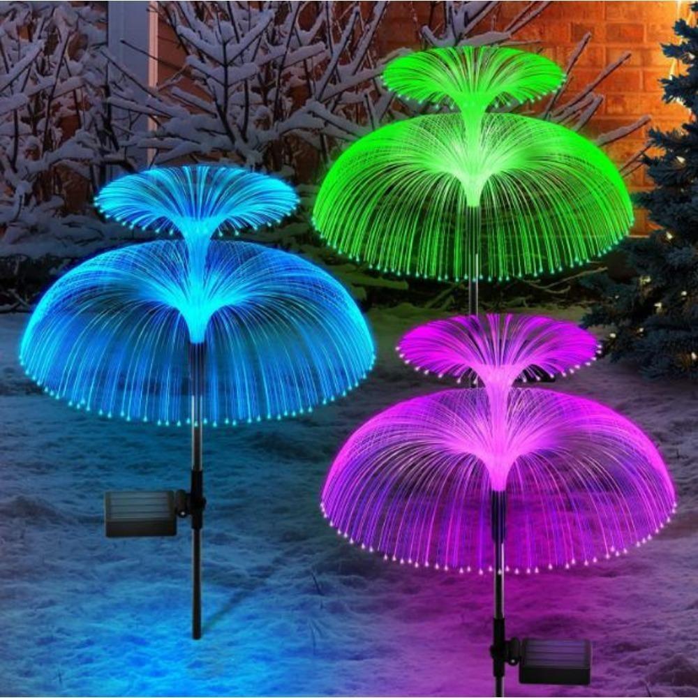 Solar Garden Lights Outdoor Waterproof Fiber Optic Jellyfish Lawn Lights Outdoor Patio Villa Yard Decor Garden Decoration Ground Plug-in Lamp