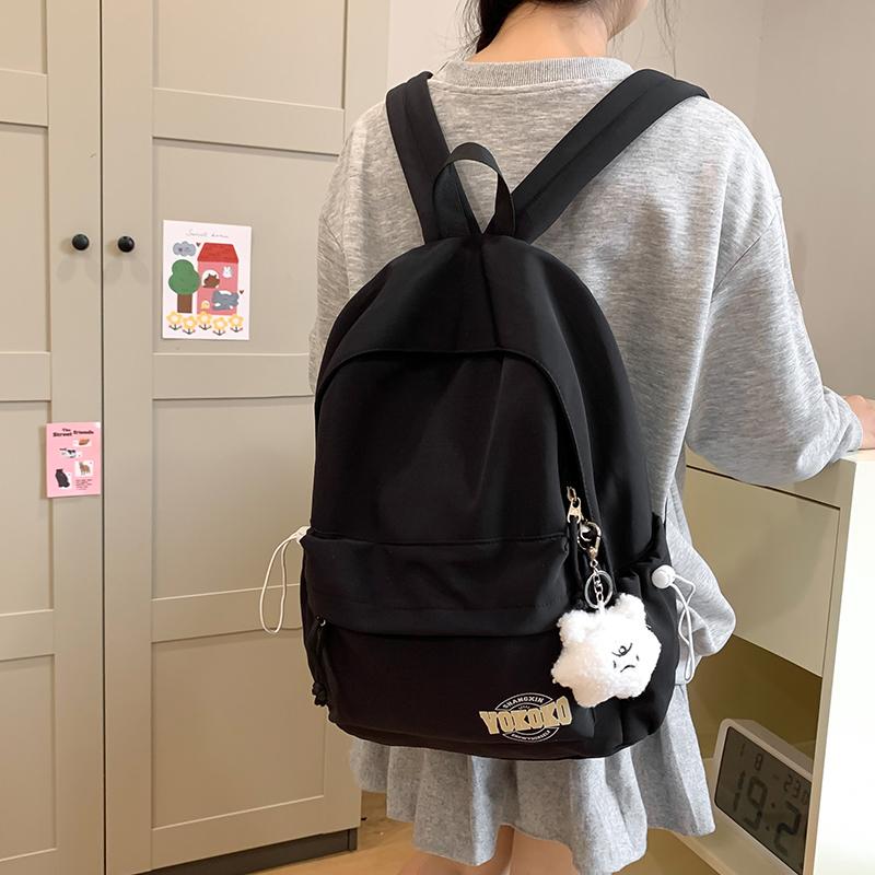 Student School Bag Women's Lightweight Travel Small Backpack Solid Color Backpack