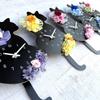 Kuroneko Flower Pendulum Wall Cat Preserved W172 X D45 X Lulu's Clock, Purple, Clock, Design, Flowers, Size H400mm, Purple, Lulu's-0660