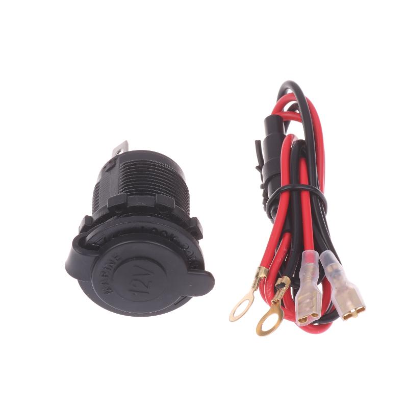 1Pcs Waterproof Plug Socket For Car Truck Motobike Boats Marine Atv 12/24V Car Cigarette Lighter Socket With Fuse And 60Cm Cable