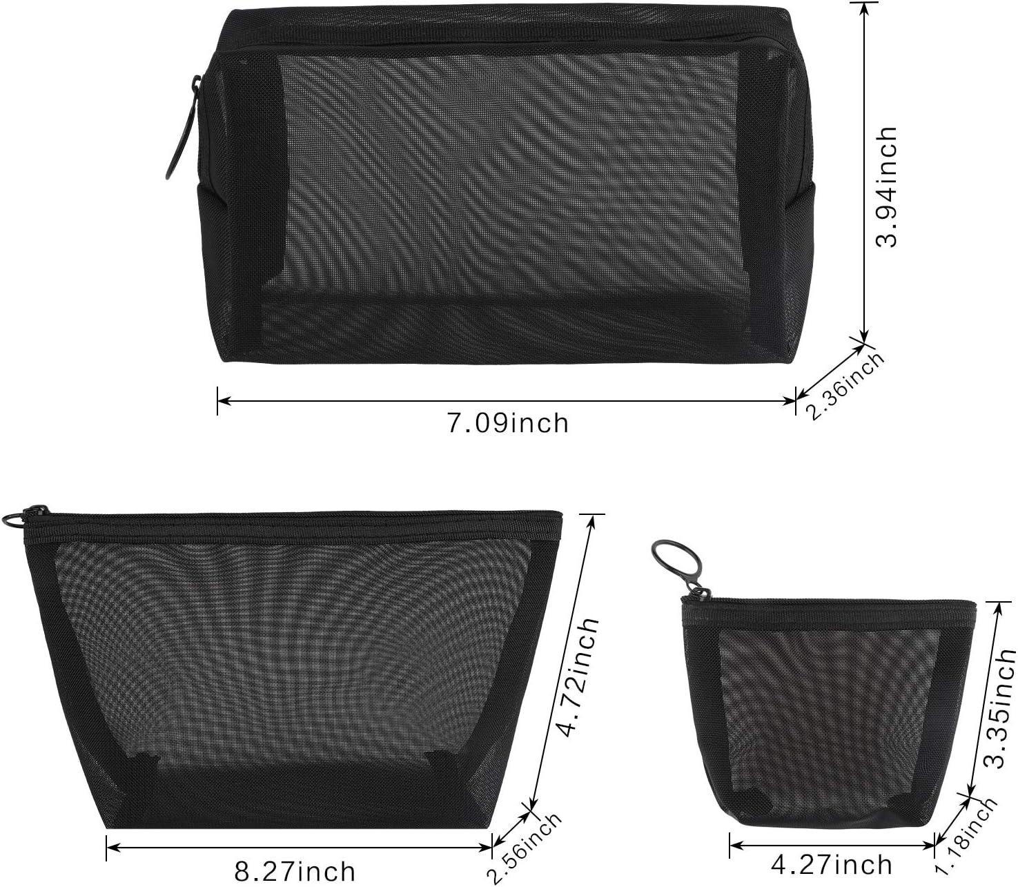 

Wholesale Black Mesh Toiletry Bags Travel Makeup Bag Small Large Case Organizer Cosmetic Cases Toiletries Storage Handbag Pouch 1pc